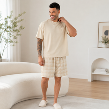 Load image into Gallery viewer, Easy Comfort Oversized Men’s Plaid Shorts Pajama Set