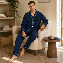 Load image into Gallery viewer, Men’s Cotton Button-Up Pajama Set