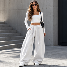 Load image into Gallery viewer, Women’s Oversized Barrel-Leg Wide-Leg Sweatpants with Pockets