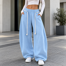 Load image into Gallery viewer, Women’s Oversized Barrel-Leg Wide-Leg Sweatpants with Pockets