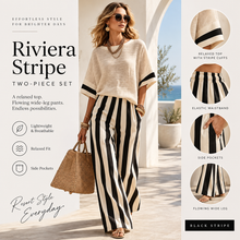 Load image into Gallery viewer, Women’s Relaxed Stripe Wide-Leg Pants & Oversized Top Set
