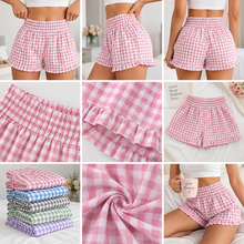Load image into Gallery viewer, Women’s High-Waist Gingham Ruffle Pajama Shorts