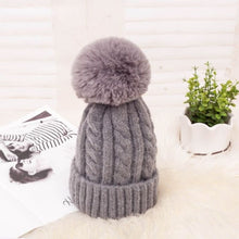 Load image into Gallery viewer, Women Braided Beanie for Holidays With Removable Pom-pom