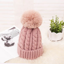 Load image into Gallery viewer, Women Braided Beanie for Holidays With Removable Pom-pom