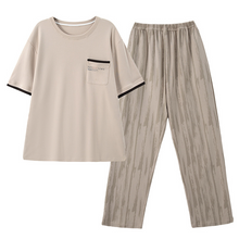 Load image into Gallery viewer, Pure Cotton Apricot Short Sleeved Men's Pajamas Set
