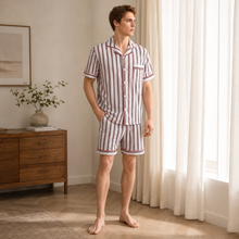 Load image into Gallery viewer, Classic Stripe Men’s Short Sleeve Pajama Set
