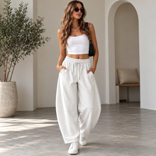 Load image into Gallery viewer, Women’s Relaxed Barrel-Leg Ankle Pants with Drawstring &amp; Pockets
