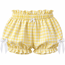 Load image into Gallery viewer, Women’s Gingham Ruffle Bloomer Shorts with Bow Detail
