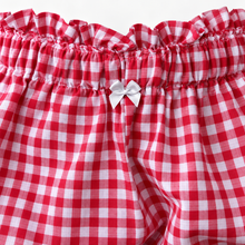 Load image into Gallery viewer, Women’s Gingham Ruffle Bloomer Shorts with Bow Detail
