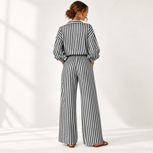 Load image into Gallery viewer, Coastal Stripe Relaxed Shirt &amp; Wide-Leg Pants Set

